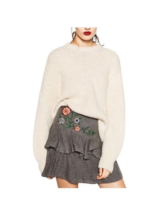 Zara Dresses & Skirts - ZARA Embroidered Ruffles Skirt
